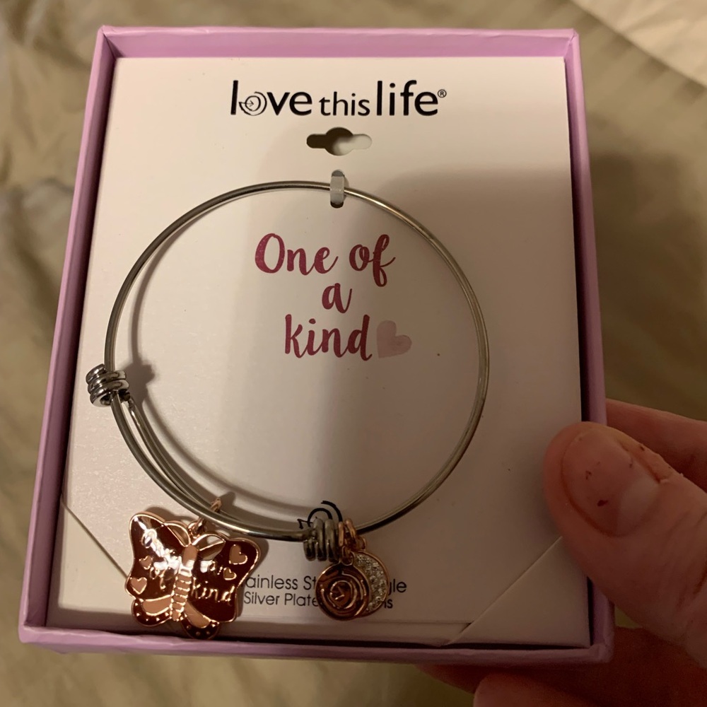 Fine Silver plated, stainless steel bracelet NWT IN BOX, “One of a Kind”